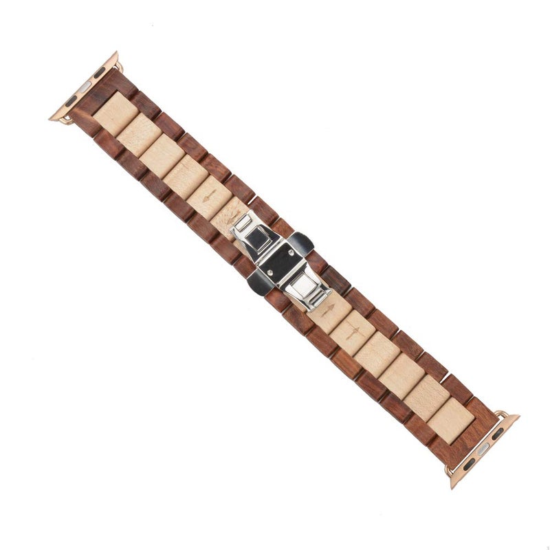 Kinobo Wooden Watch Band Compatible with Apple Watch, Natural Hardwood Watch Strap Thickened Wrist Bracelet for iWatch Series 8,7, 6, 5, 4, 3, 2, 1, Sport, Edition (Sandal + Maple-42/44/45mm) - Image 5
